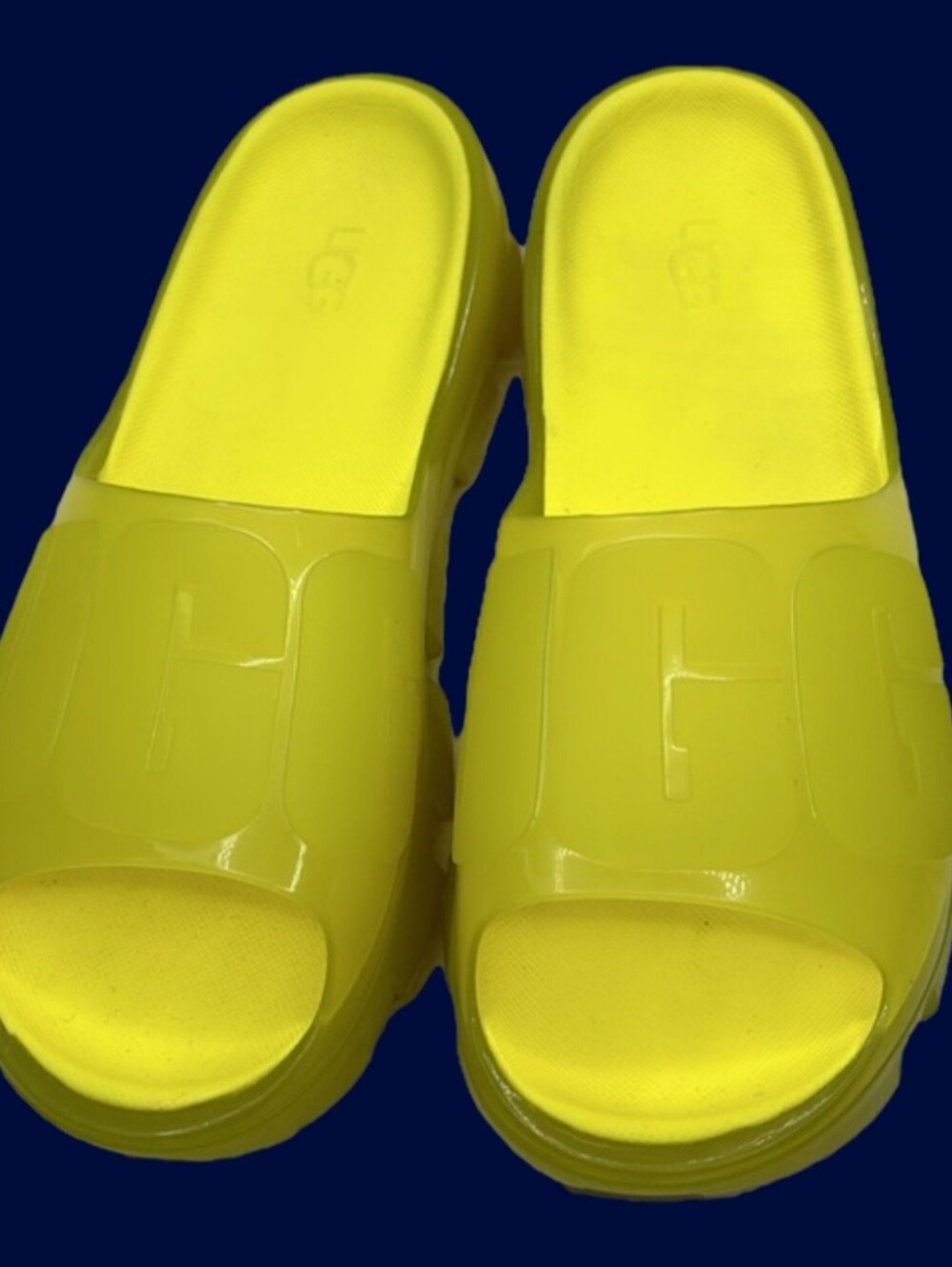 UGG Yellow Logo Slide Sandals